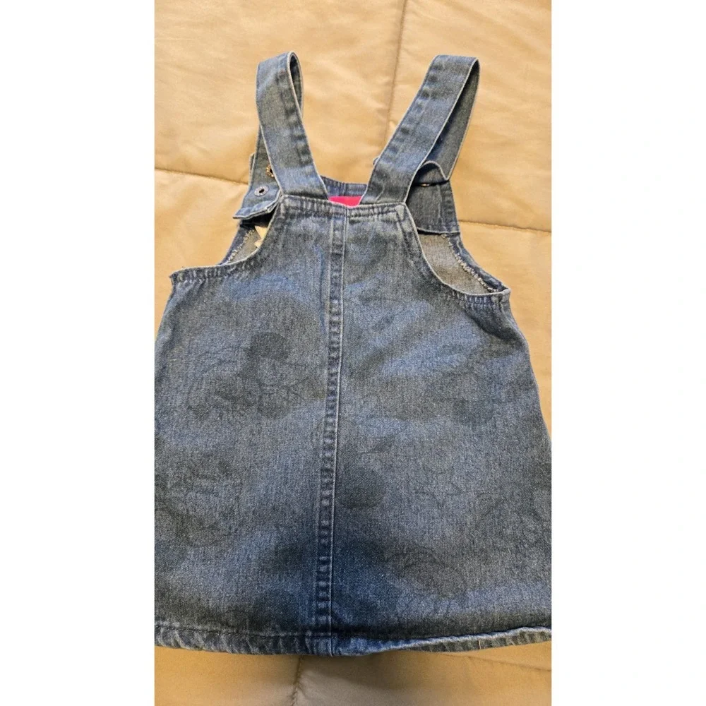 Disney Junior Minnie Mouse Denim Jumper Dress Toddler 24M Embroidered Cute